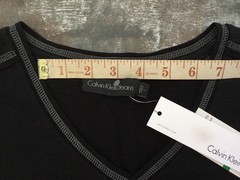 Men’s Shirt Calvin Klein Sz L Pullover V Neck Straight Hem Black New NWTs