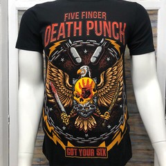 Five Finger Death Punch T Shirt Got Your Six Eagle Swords Print Mens Size S