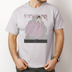 Art Deco Shirt Classic Illustration Graphic Tshirt Cotton Tee Light Gray