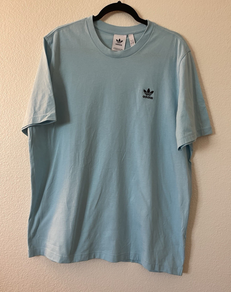 adidas Originals Trefoil Logo T-Shirt Crew Neck Short Sleeve Cotton Knit Blue L