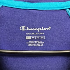 Champion Double Dry Shirt Mens Size Medium Blue Long Sleeves V-Neck Active Top