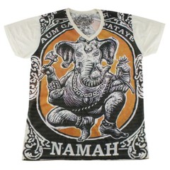 WORK Ganesha T-Shirt Men V-Neck Ganesh Yoga Hippie Bohemian Vintage Casual WK103