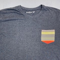 Airwalk Pocket Tee Men XL Regular Fit Charcoal Grey Striped Chest Pocket Skater