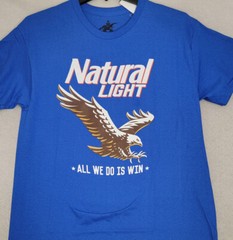 NATURAL LIGHT Beer Shirt Mens Medium Blue Brew Eagle Casual All We Do is Win NWT