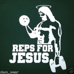 gym tee T-shirt tshirt body building REPS FOR JESUS F weight training lifting