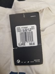 Nike Men’s 1-5 Wild West Light Bone Tee Size XL NEW WITH TAGS!