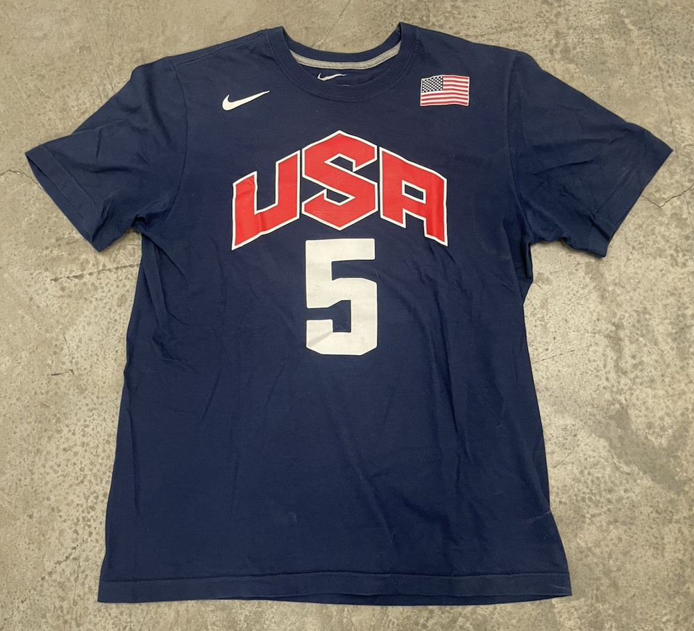 VNTG Nike Kevin Durant Team USA #5 Olympic Basketball Navy T Shirt Medium Rare
