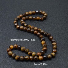 8MM Natural Tiger Eye Lava Stone Beaded Choker Necklace Genuine Gemstone Anxi…