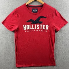 Hollister Shirt Mens Medium Red Beach Surf Outdoor Y2K Preppy Embroidered Logo