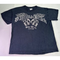 Y2K Daytona Beach Bike Week 2008 T Shirt Men’s Medium Skulls Wings Motorcycle