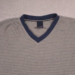 Tommy Jeans Shirt Mens XL Gray Stripe V-Neck Ringer Short Sleeve Tee Casual