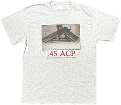 45 ACP, Because Shooting Twise Is Silly – Men’s Ash Grey Shirt