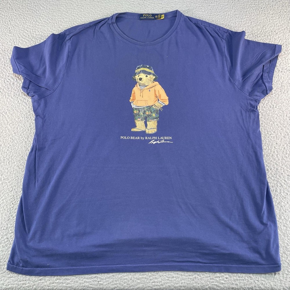 Polo Ralph Lauren Polo Bear Shirt Mens 2XL XXL Blue Preppy Classic Bucket Hat