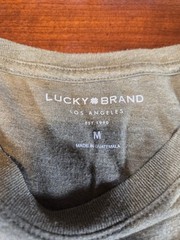 Lucky Brand T-Shirt Mens Medium Green Clover Graphic Tee Soft Tri-Blend Vintage