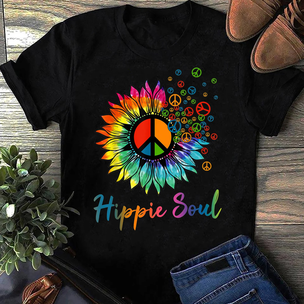 Daisy Peace Sign Hippie Soul T Shirt Retro Flower Graphic Unisex Tee