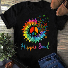 Daisy Peace Sign Hippie Soul T Shirt Retro Flower Graphic Unisex Tee