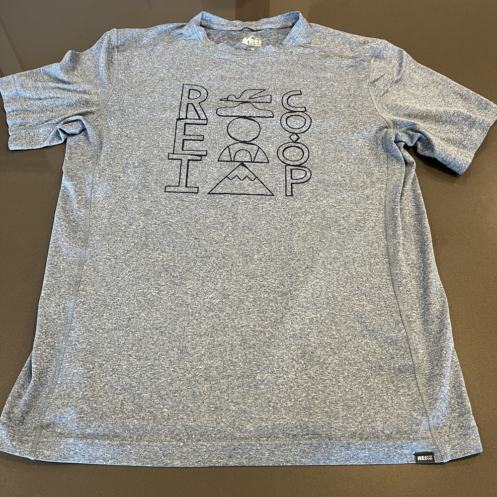 REI Co-op Blue Graphic Stretch T-Shirt Men’s M Outdoor Performance