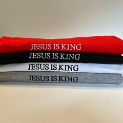 Jesus Is King Stitched Gold Embroidery T-Shirt Embroidered Christian God is Good