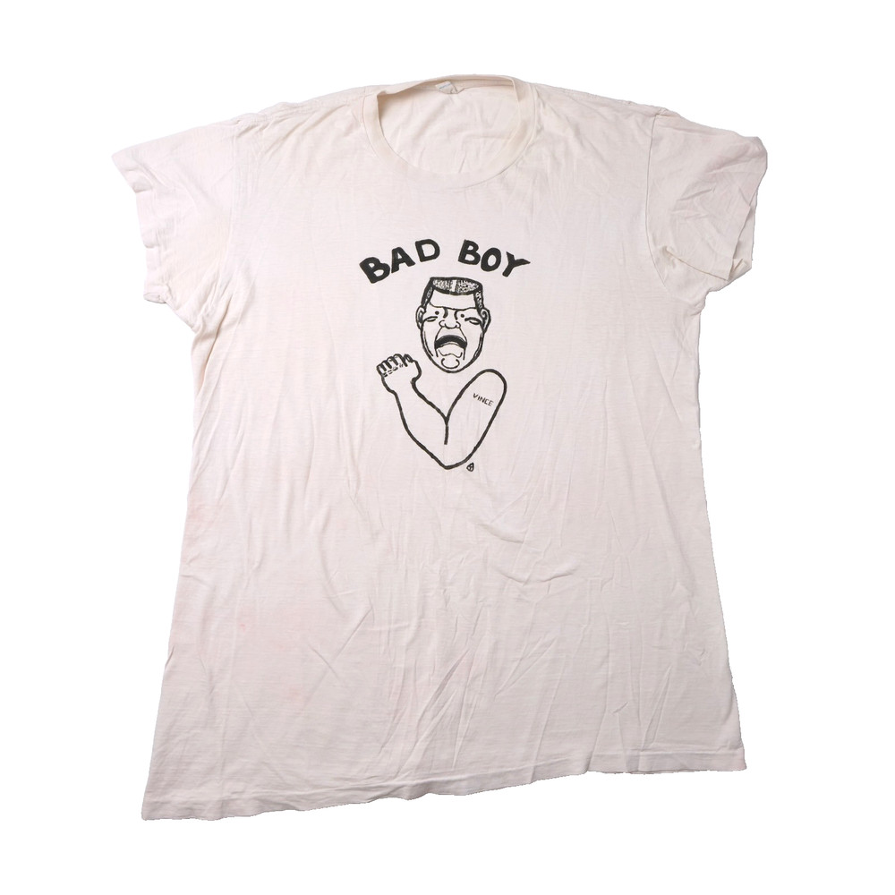 Vintage 60s Bad Boy Vince T Shirt Mens XL White Brent Montgomery Ward Thin Punk