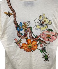 GUCCI Distressed Snake Flora Vintage Logo T-Shirt Ivory Cotton Italy Size S