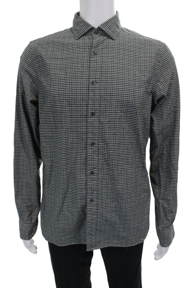 The Men’s Store at Bloomingdale’s Mens ButtonUp Check Cotton Shirt Green Size M