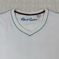 Robert Graham Classic Fit V Neck T-Shirt Men’s Size XL White Knit Supima Cotton