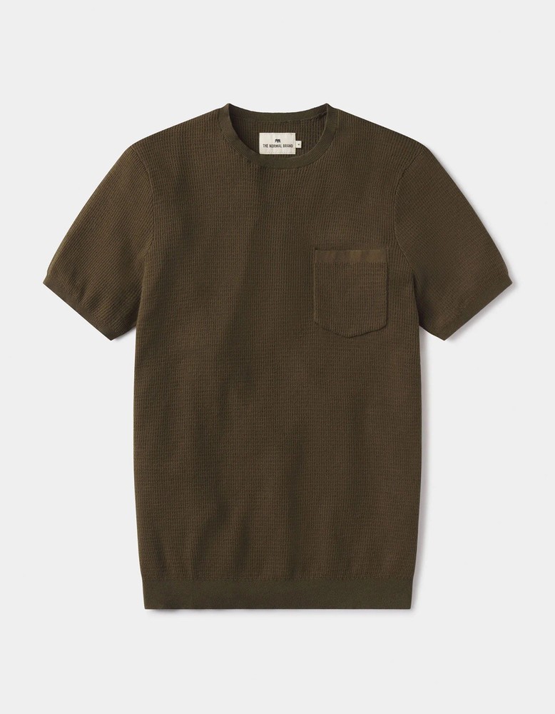 Normal Brand Waffle Knit Sweater Tee Size Medium Olive