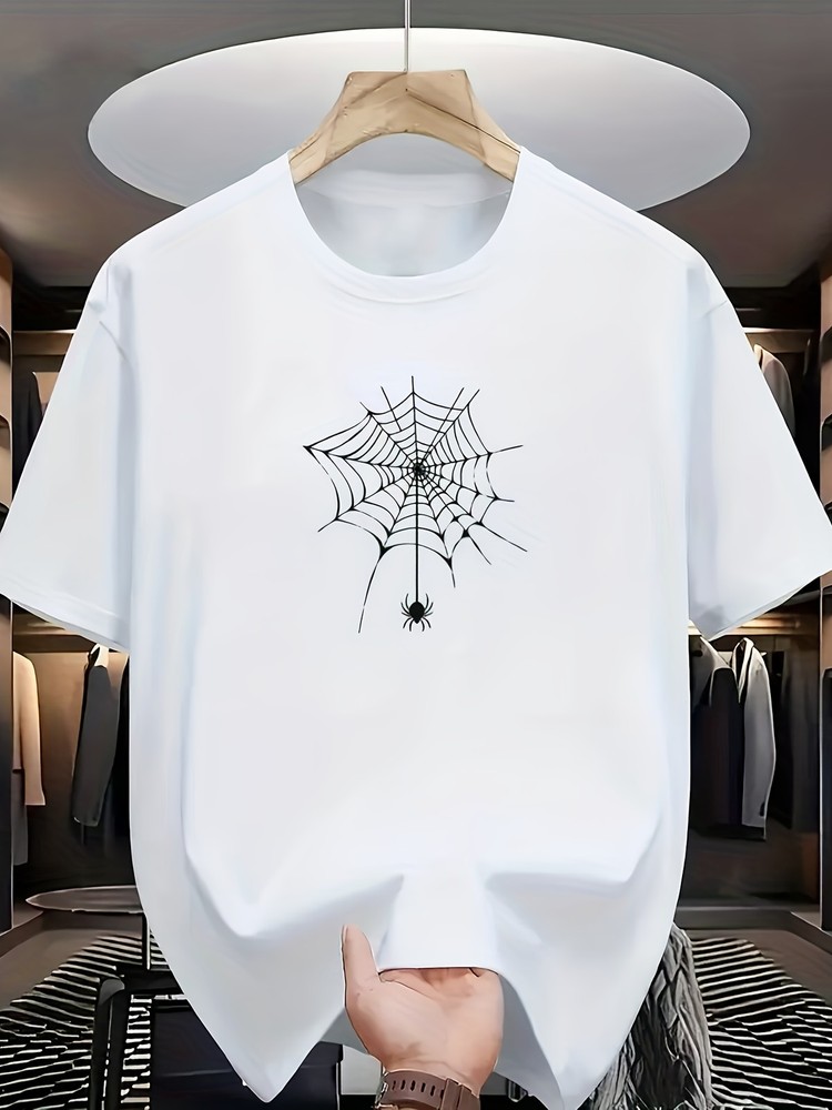 Gothic Spider Web & Spider Print T-Shirt