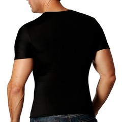 Insta Slim Men’s Compression Short Sleeve V-Neck Shirt VS0001 Black