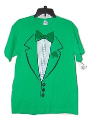 St Patrick’s Day Tuxedo T-Shirt Mens Medium Green Shamrock Graphic Tee