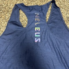 Mens L Neleus Dry Fit Muscle Stringer Tank Top Gym Navy & Mauve Project Titan M