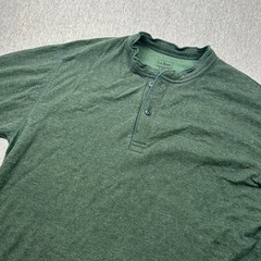 LL Bean Traditional Fit Lined River Henley Long Sleeve Shirt Mens Large Green