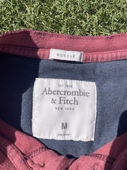 Abercrombie & Fitch Men’s Burgundy Cotton Knit Henley Long Sleeve T-Shirt M