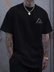Men’s 100% Cotton T-Shirt Geometric Print Relaxed Wide Fit Casual Summer Top XXL