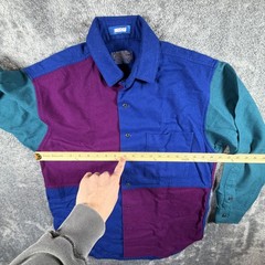 Vintage Pendleton Shirt Mens Medium Purple Blue Color Block Wool Lobo USA