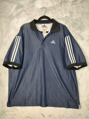 Vintage Adidas Mens T-Shirt Quarter Button Up w/ Logo & Collar Size XXL Black