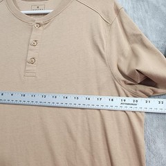 Vustra Shirt Mens L Beige Long Sleeve Henley Organic Cotton Sustainable Casual