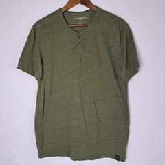Lucky Brand Henley T-Shirt Mens Medium Green Short Sleeve