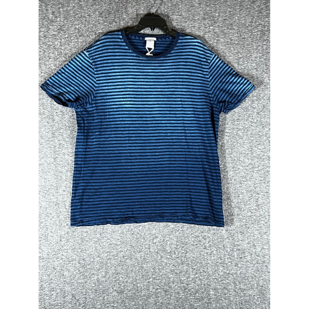 Lucky Brand Mens True Indigo Striped T-Shirt Blue Crew Neck XL New With Tags