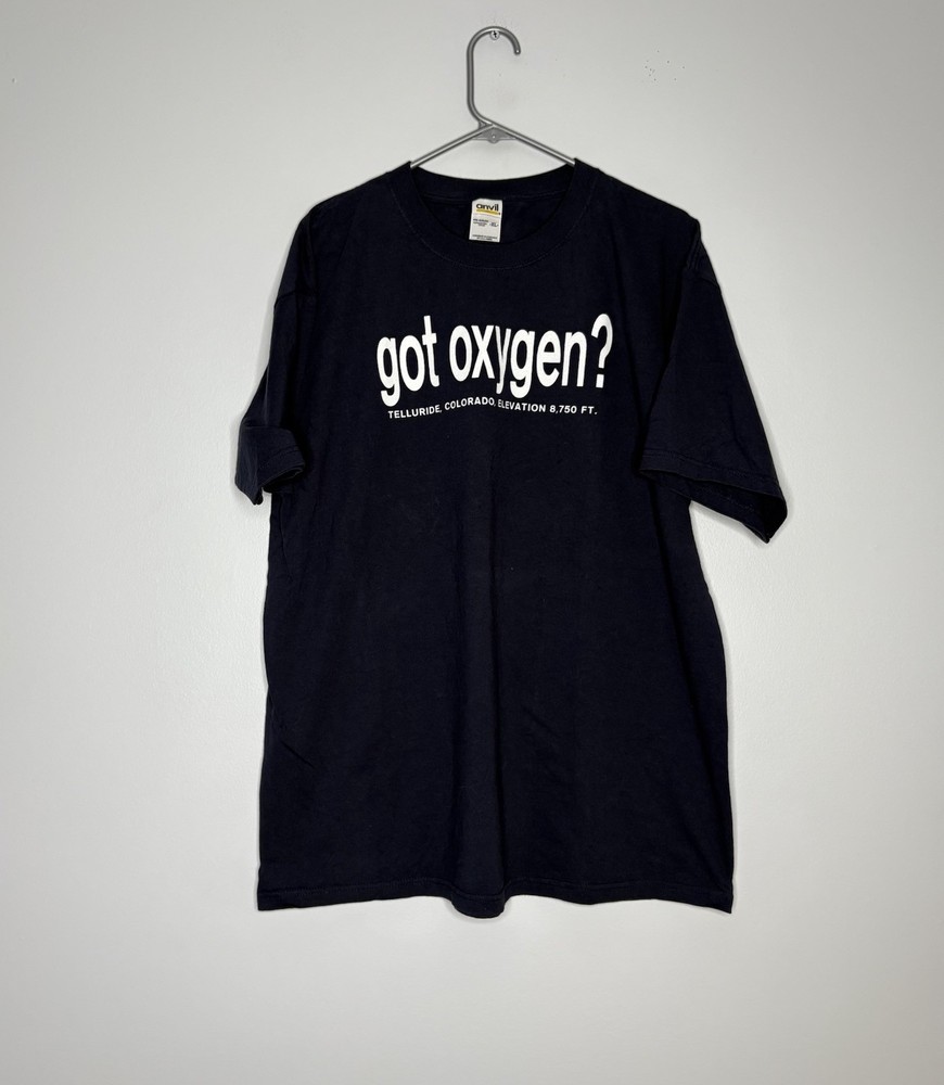 Vintage 2000s Y2K Got Oxygen Telluride Colorado Navy Blue Anvil T-Shirt Size XL