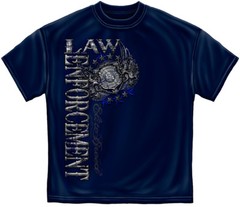Law Enforcement Elite Breed Silver Foil Police Deprtment Navy Blue T Shirt