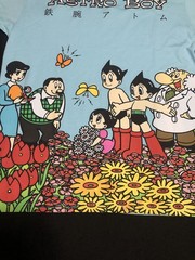 Astro Boy Flower Embroidered Light Blue Short Sleeve T-Shirt M, Lightweight