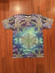 Abstract Geometric Pattern Illusion Rave Festival Neon Men’s Shirt L Large