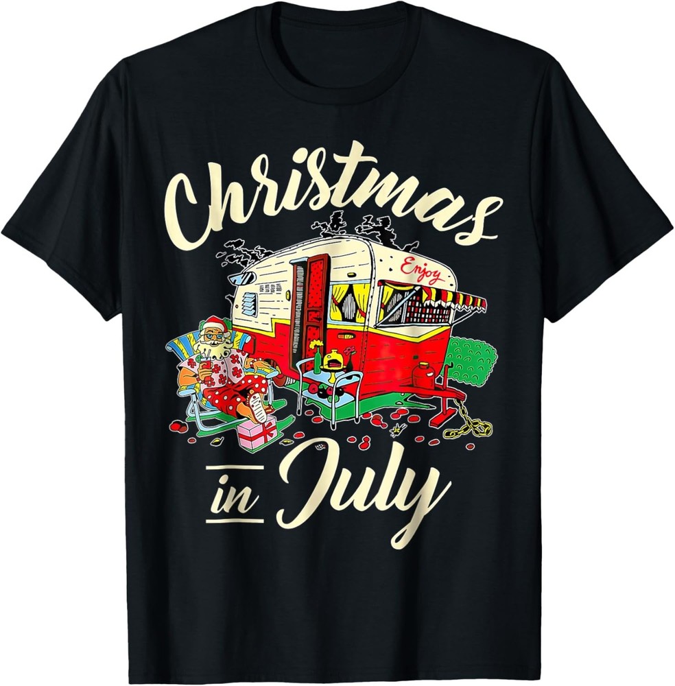 Christmas in July Hippie RV Camping Camping Lover T-Shirt