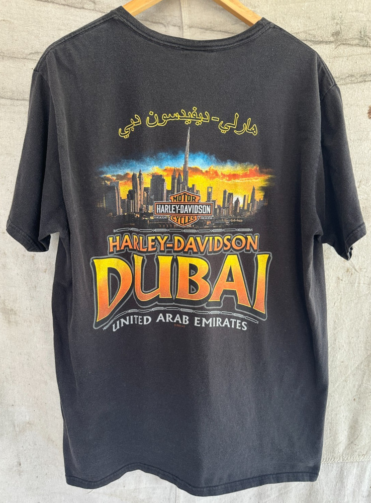 Harley Davidson DUBAI UAE Black Skull Motorcycle Tee Mens XXL