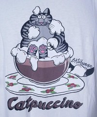 B Kliban Cat Catpuccino Coffee Hawaii Cartoon Graphic Tee Unisex Cotton