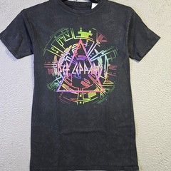 DEF LEPPARD SHIRT Mens Small Black Tie Dye CASUAL METAL Rock Music Concert NWT