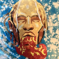 Travis Scott Astroworld Blue and White Men’s T-Shirt Size Large