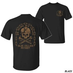 Blue Collar Patriot Skull T-Shirt, Rugged Workwear Graphic Tee,