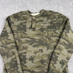 Lee Henley Shirt Mens Large Camo Fleece Lined Waffle Knit Long Sleeve Pullover